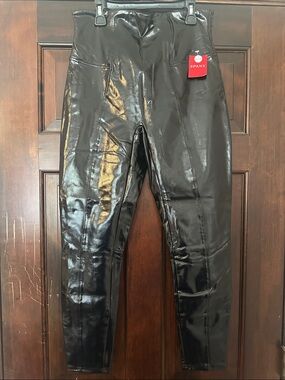 SPANX Patent Leather High-Rise Leggings in Black
